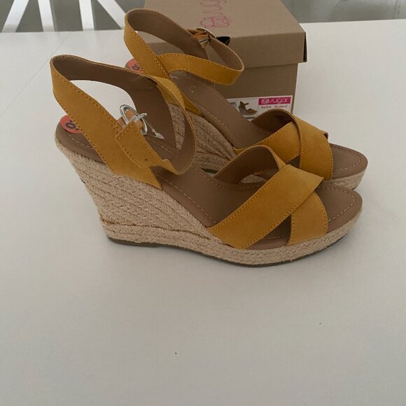 Sugar Barbie Mustard Strap Cork Wedges - Picture 2 of 7